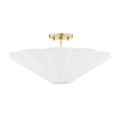 Mitzi Alana 3 Light Semi Flush Mount, Aged Brass/White - H676603-AGB