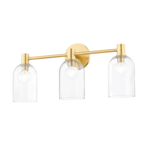 Mitzi Paisley 3 Light 22" Wall Sconce, Aged Brass/Clear - H678303-AGB