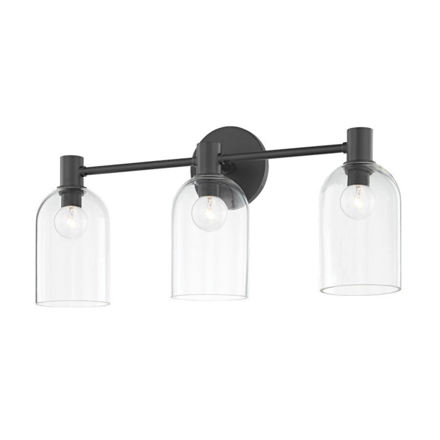 Mitzi Paisley 3 Light 22" Wall Sconce, Soft Black/Clear - H678303-SBK