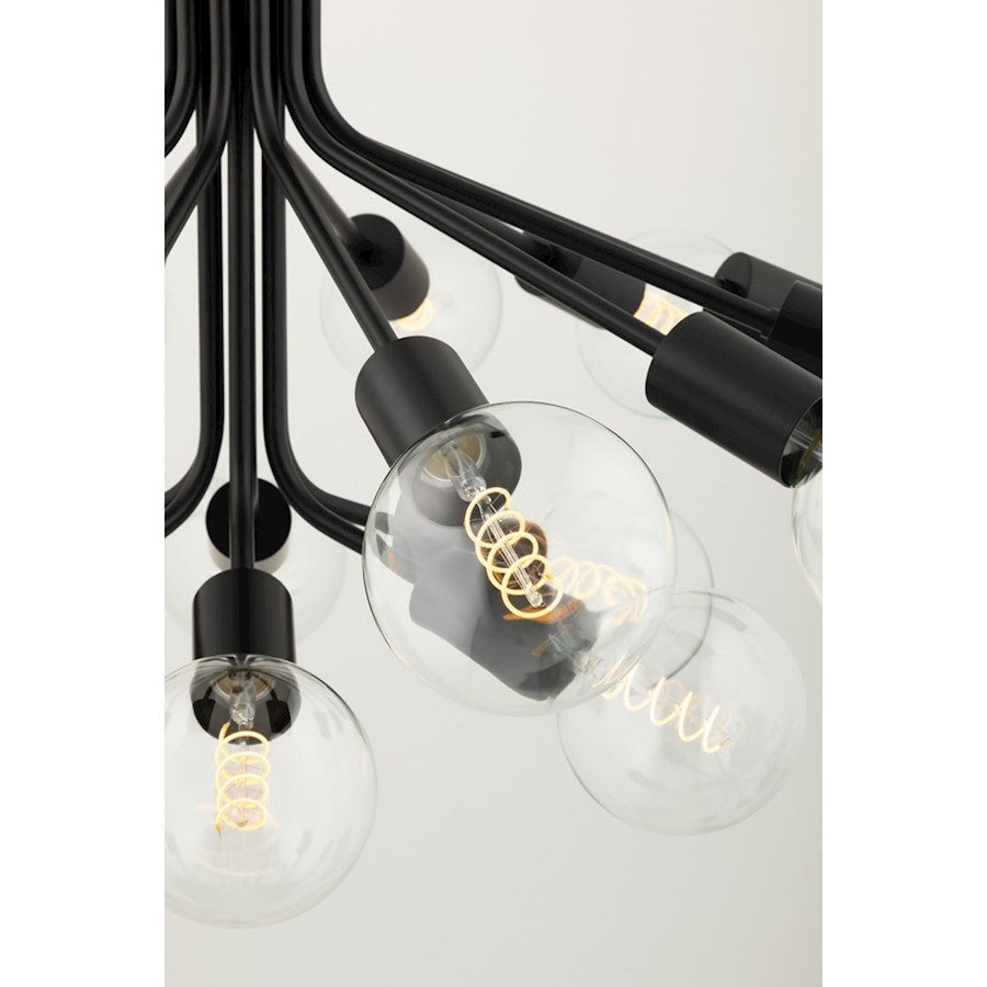 18 Light Chandelier, Soft Black