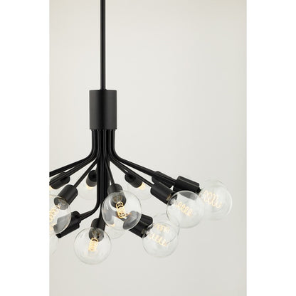 18 Light Chandelier, Soft Black