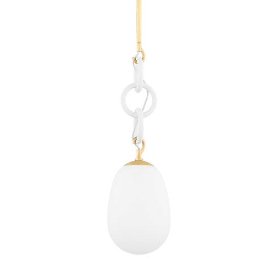 Mitzi Marina 1 Light Pendant, Aged Brass/White Combo - H690701-AGB-TWH