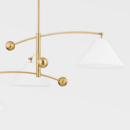 3 Light Chandelier, Aged Brass