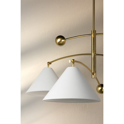 3 Light Chandelier, Aged Brass