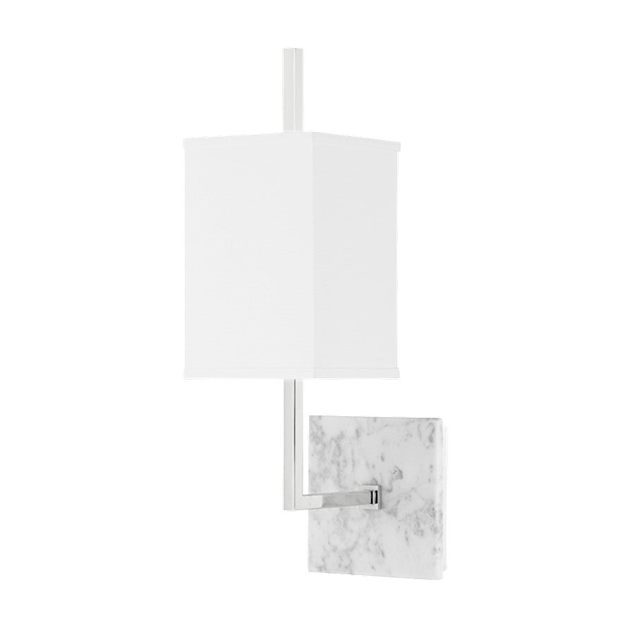 Mitzi Mikaela 1 Light Wall Sconce, Polished Nickel/White - H700101-PN