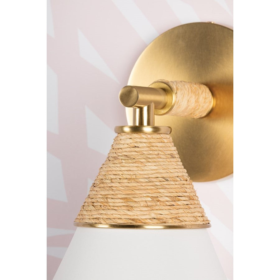 Mica 1 Light Wall Sconce, Aged Brass/Aged Brass