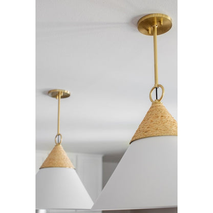 1 Light Pendant, Aged Brass