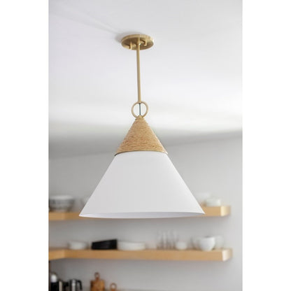 1 Light Pendant, Aged Brass