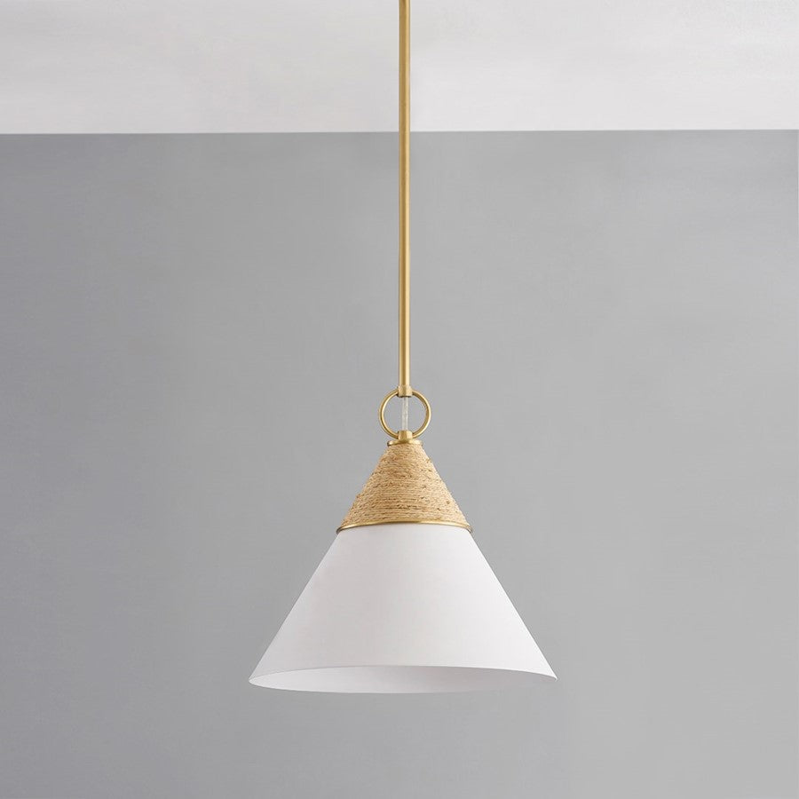 1 Light Pendant, Aged Brass