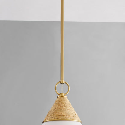 1 Light Pendant, Aged Brass