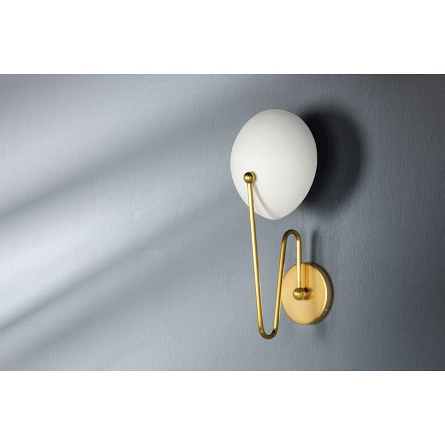 Hattie 1 Light Wall Sconce, Brass/White/White