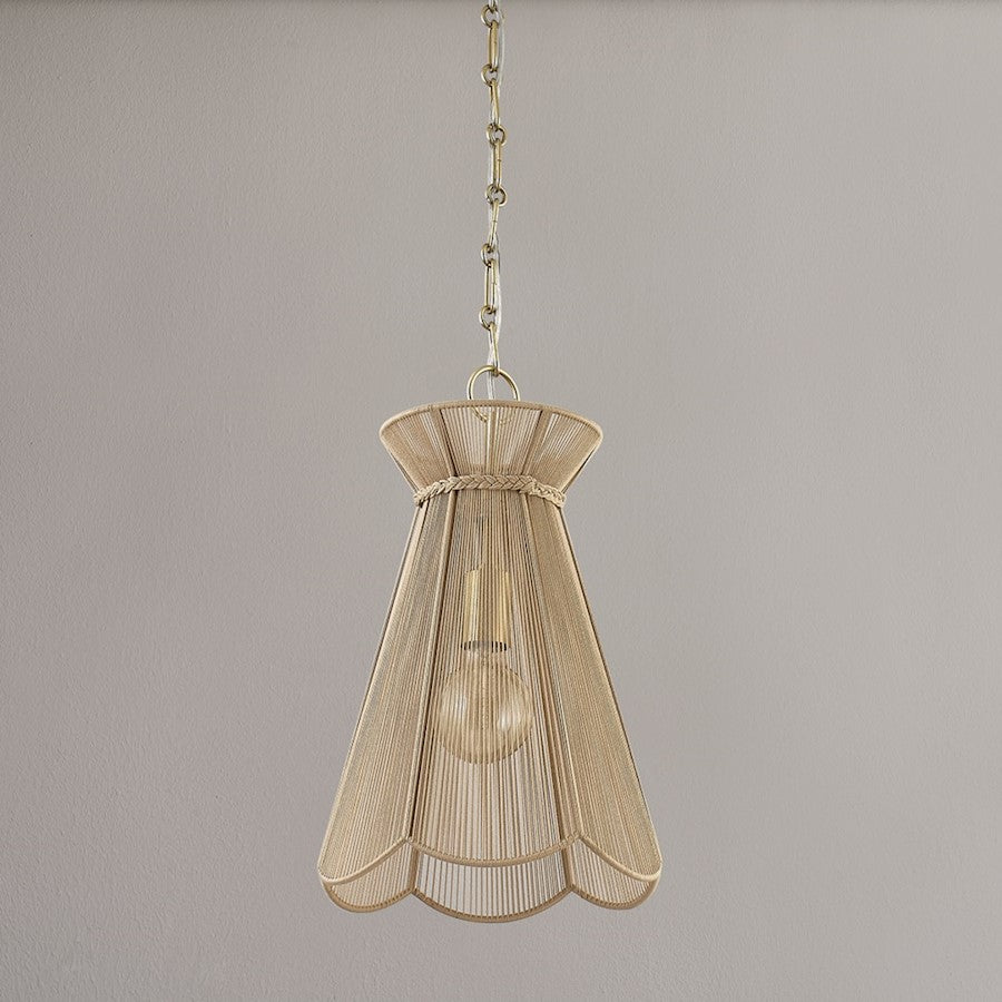 1 Light Pendant, Aged Brass