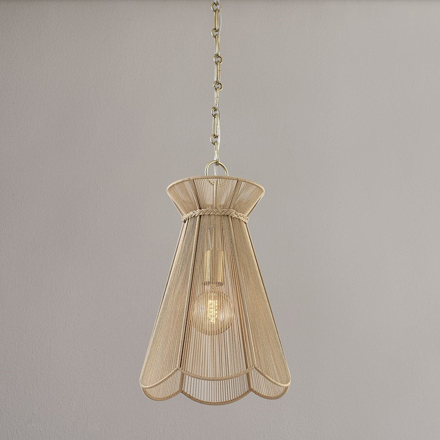 1 Light Pendant, Aged Brass