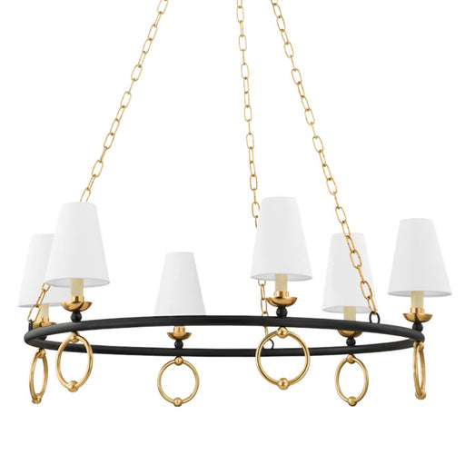 Mitzi Haverford 6 Light Chandelier, Aged Brass/White - H757806-AGB-TBK