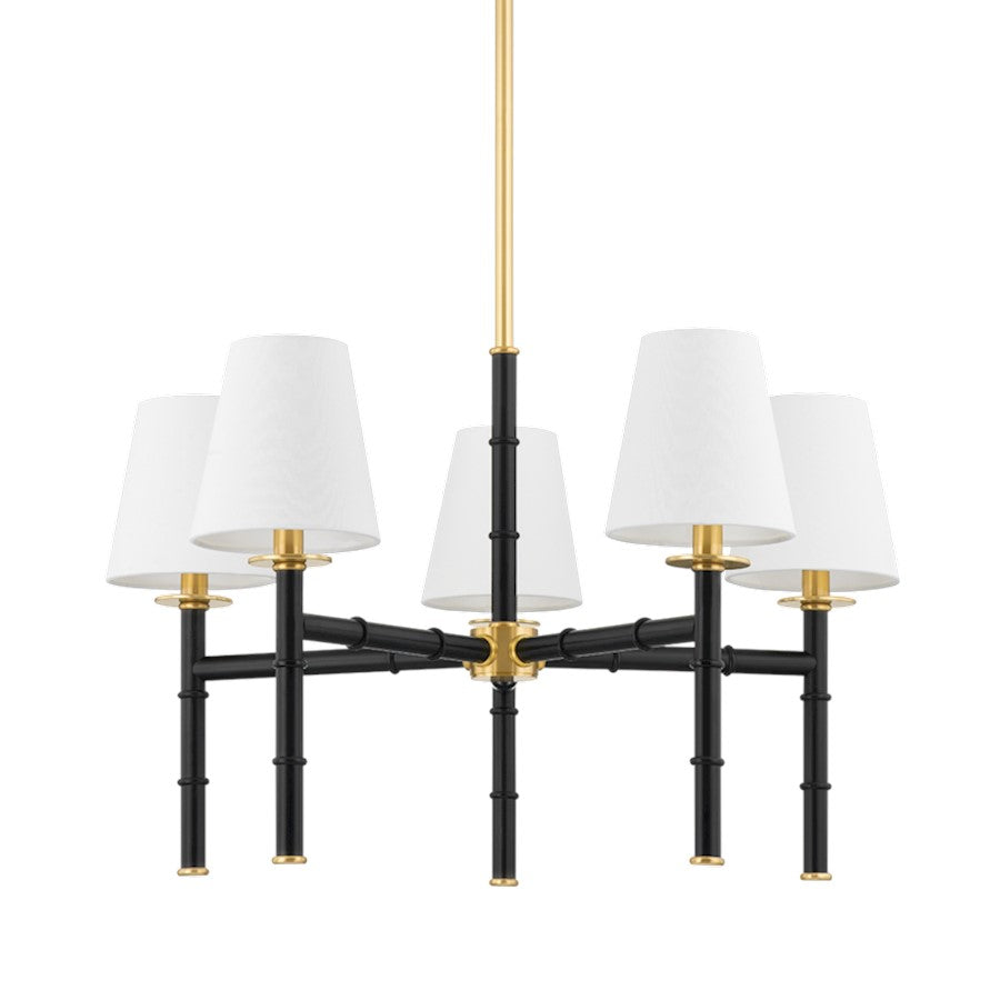 Mitzi Banyan 5 Light Chandelier, Aged Brass/Black - H759805-AGB-SBK