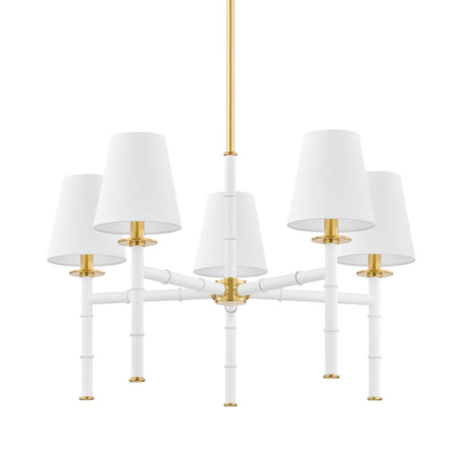 Mitzi Banyan 5 Light Chandelier, Aged Brass/White - H759805-AGB-SWH