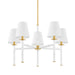 Mitzi Banyan 5 Light Chandelier, Aged Brass/White - H759805-AGB-SWH