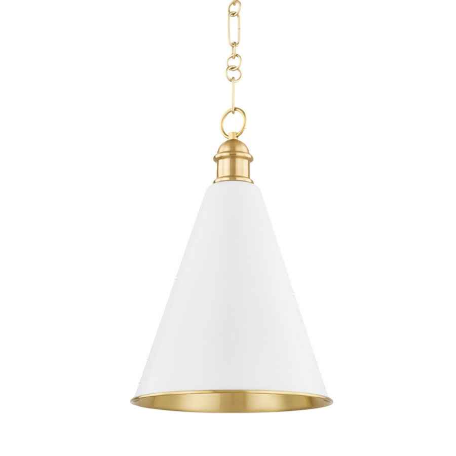 Mitzi Fenimore 1 Light Pendant, Aged Brass/White - H761701A-AGB-SWH