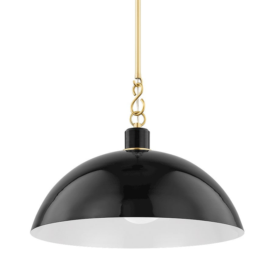 Mitzi Camille 1 Light 11" Pendant, Aged Brass/Glossy Black - H769701L-AGB-GBK