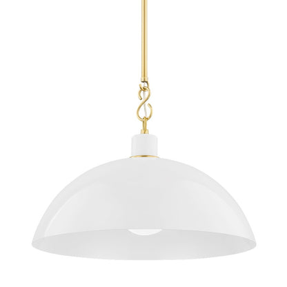 Mitzi Camille 1 Light 11" Pendant, Aged Brass/Glossy White - H769701L-AGB-GWH