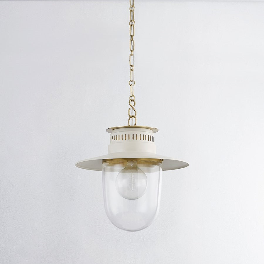 1 Light Pendant, Aged Brass