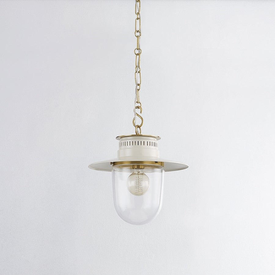 1 Light Pendant, Aged Brass