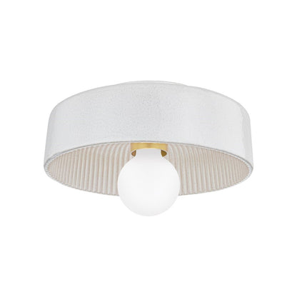 Mitzi Ray 1 Light Flush Mount, Brass/Ceramic White/White - H778501-AGB-CRW