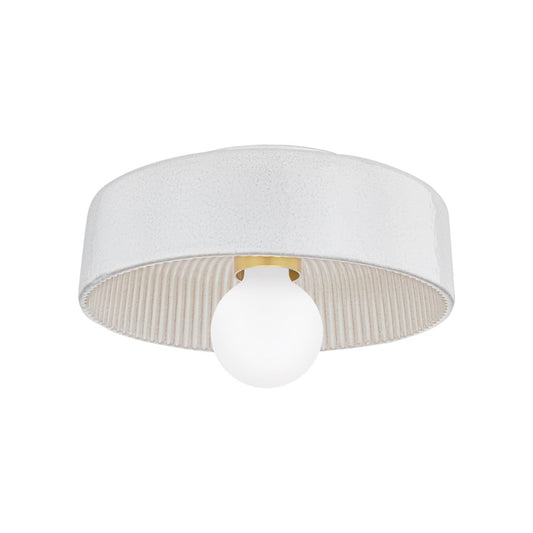 Mitzi Ray 1 Light Flush Mount, Brass/Ceramic White/White - H778501-AGB-CRW