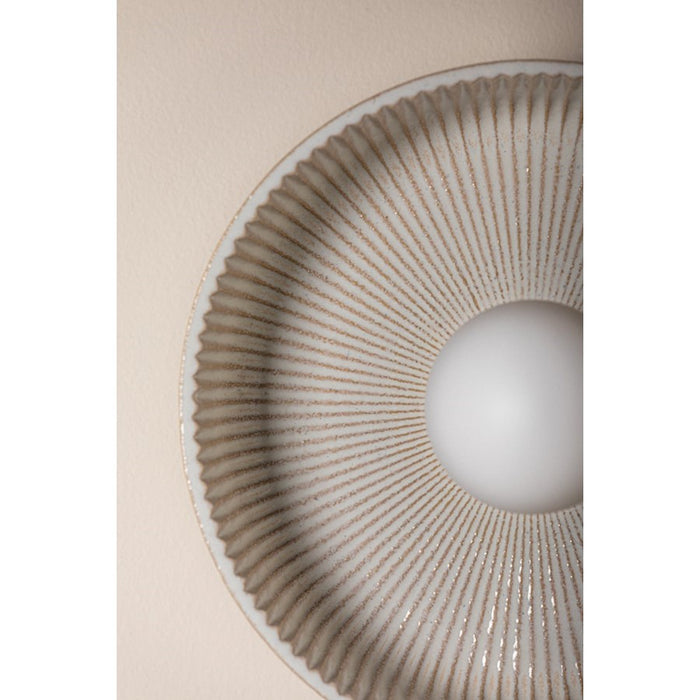 Mitzi Ray 1 Light Flush Mount, Brass/Ceramic White/White