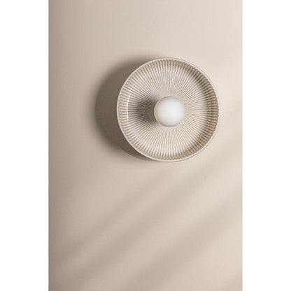 Mitzi Ray 1 Light Flush Mount, Brass/Ceramic White/White