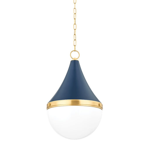Mitzi Ciara 1 Light 23" Pendant, Brass/Soft Navy/Opal Glossy - H787701L-AGB-SNY