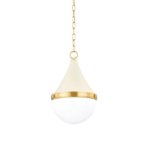 Mitzi Ciara 1 Light 18" Pendant, Brass/Soft Cream/Opal Glossy - H787701S-AGB-SCR