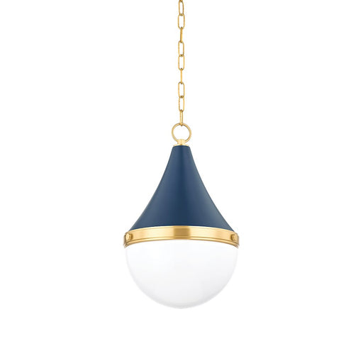 Mitzi Ciara 1 Light 18" Pendant, Brass/Soft Navy/Opal Glossy - H787701S-AGB-SNY