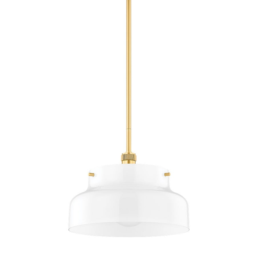 Mitzi Luella 1 Light 10" Pendant, Aged Brass/Opal Glossy - H790701L-AGB