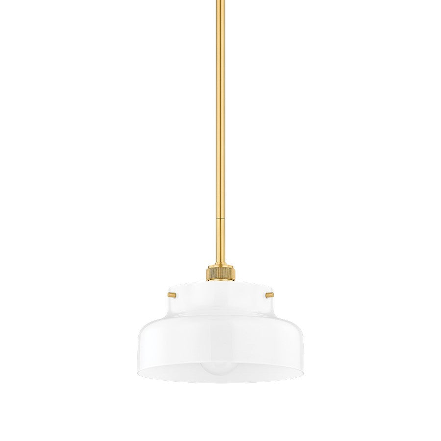 Mitzi Luella 1 Light 8" Pendant, Aged Brass/Opal Glossy - H790701S-AGB