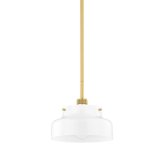 Mitzi Luella 1 Light 8" Pendant, Aged Brass/Opal Glossy - H790701S-AGB