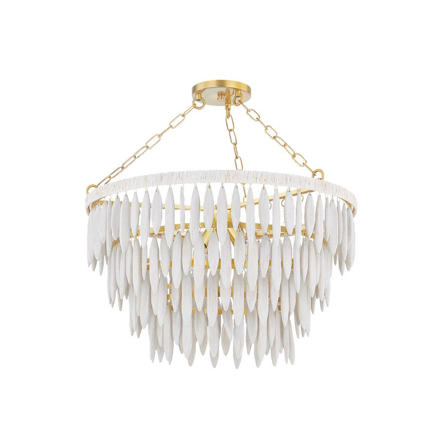 Mitzi Tiffany 4 Light Chandelier, Brass/Cream Combo/White Washed - H805804-AGB