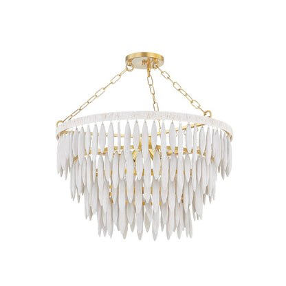 Mitzi Tiffany 4 Light Chandelier, Brass/Cream Combo/White Washed - H805804-AGB