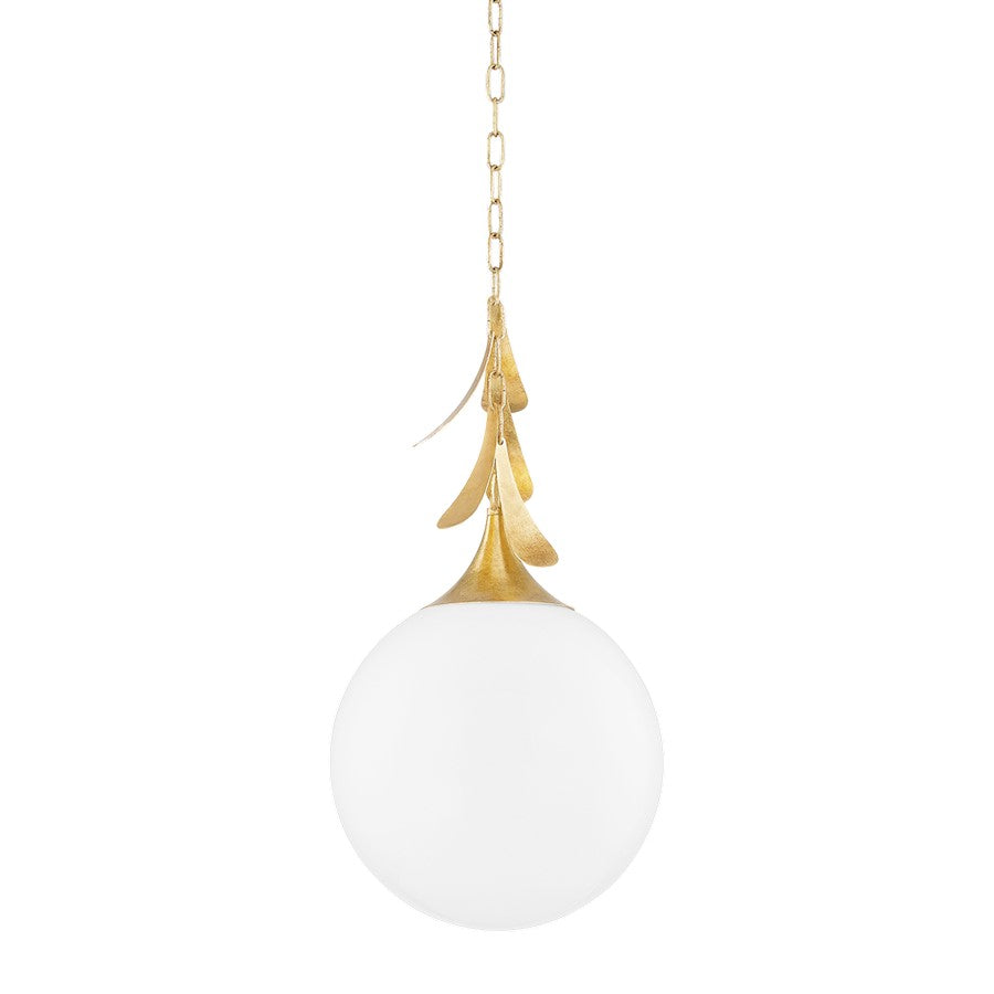 Mitzi Victoria 1 Light 19" Pendant, Vintage Gold Leaf/Opal Glossy - H812701L-VGL