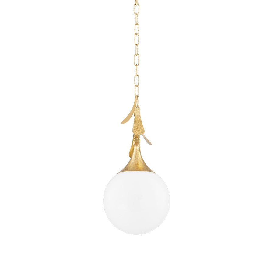 Mitzi Victoria 1 Light 13" Pendant, Vintage Gold Leaf/Opal Glossy - H812701S-VGL