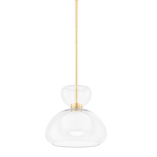 Mitzi Cortney 1 Light Pendant, Aged Brass/Opal Glossy/Clear - H813701-AGB