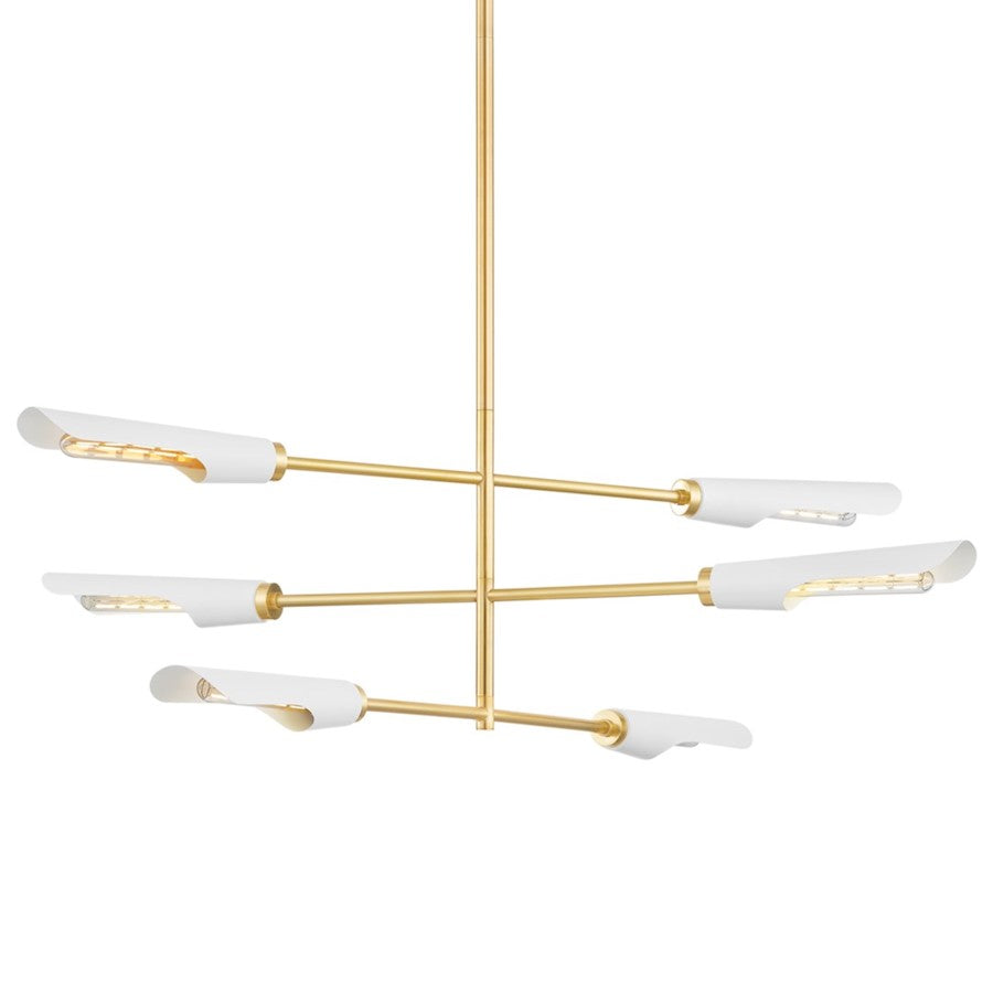 Mitzi Harperrose 6 Light Chandelier, Brass/Soft White/White - H828806-AGB-SWH