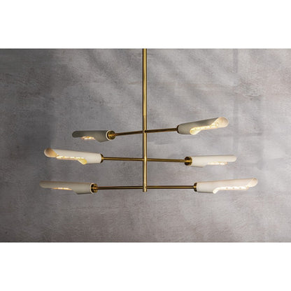 6 Light Chandelier, Brass