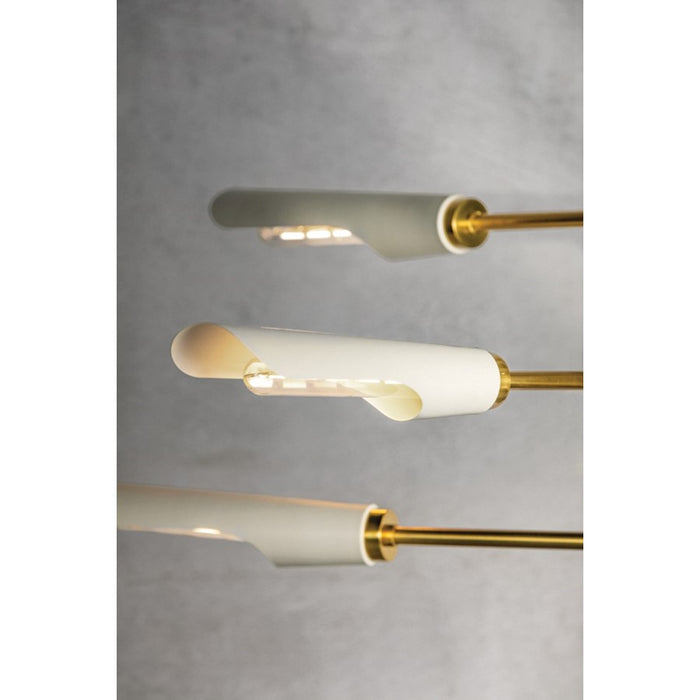 Mitzi Harperrose 6 Light Chandelier, Brass/Soft White/White