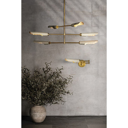 6 Light Chandelier, Brass