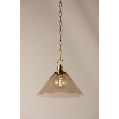 1 Light Pendant, Aged Brass/Taupe