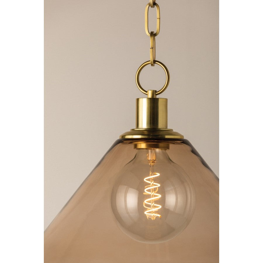 1 Light Pendant, Aged Brass/Taupe