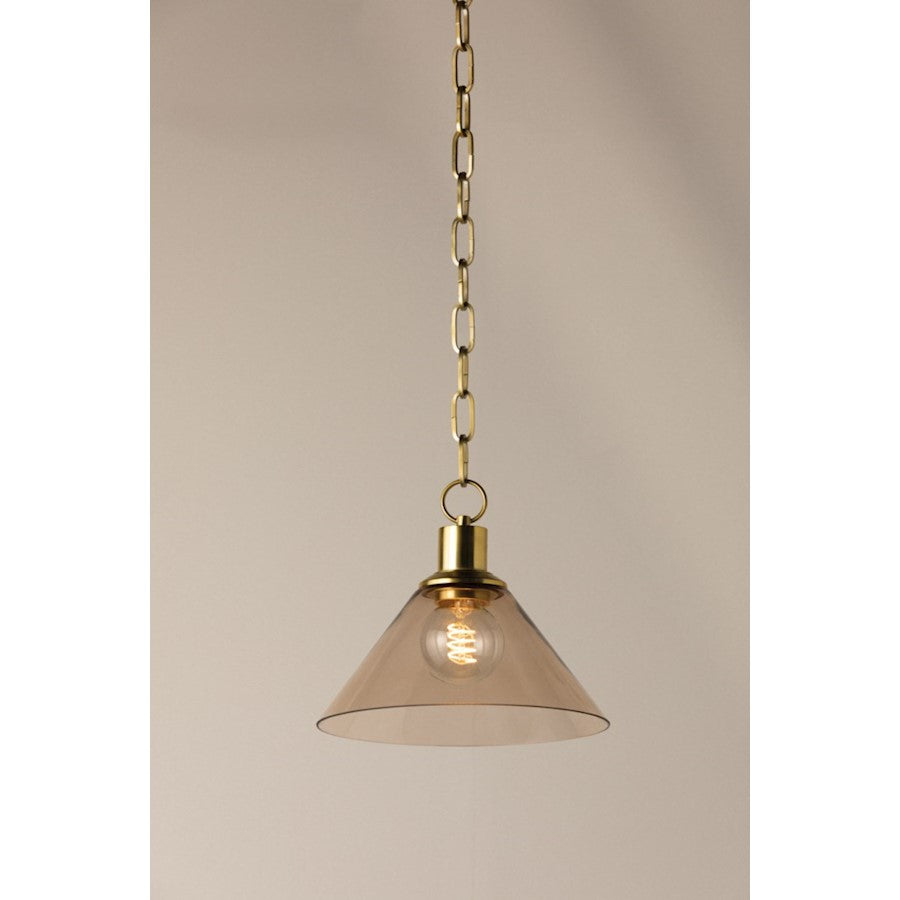 1 Light Pendant, Aged Brass/Taupe