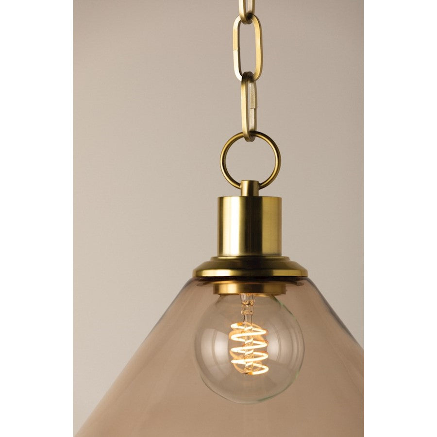 1 Light Pendant, Aged Brass/Taupe