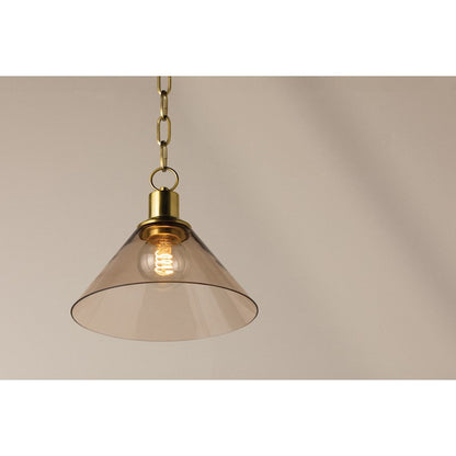 1 Light Pendant, Aged Brass/Taupe